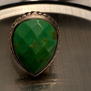 Barse 925 Sterling Silver Turquoise Green Ring Teardrop Shaped - Size 7.75